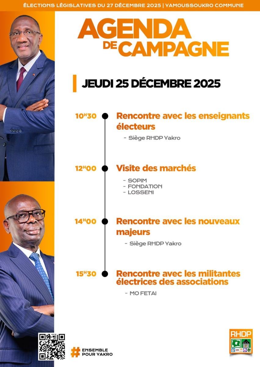 Agenda du jeudi 25 décembre 2025